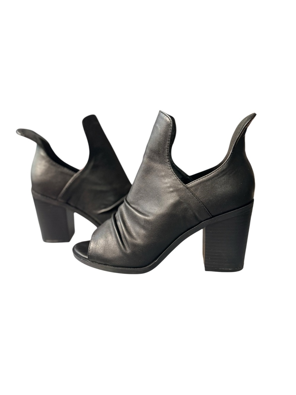 G.C. Shoes Black Open Toe Cutout Ankle Booties Block Heel Size 8 NWOB - Picture 4 of 11